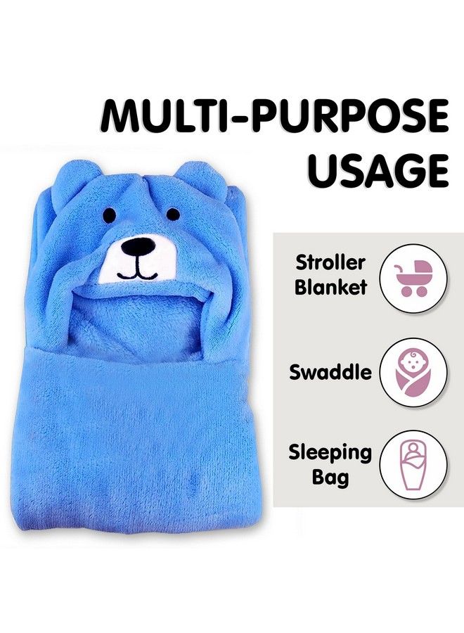 Baby Blankets New Born Combo Pack Of Super Soft Baby Wrapper Baby Sleeping Bag For Baby Boys Baby Girls Babies (Blue Bear)