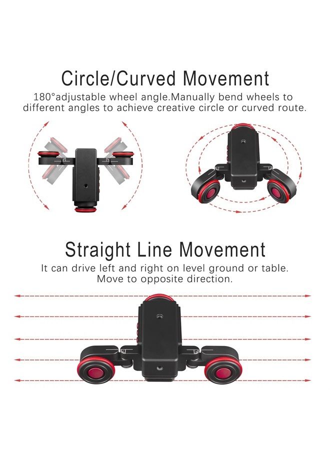 Motorized Dolly Car, 3-Wheels Wireless Electric Track Rail Slider Video Camera Dolly Car with Remote Control, Compatible with DSLR Camera, Camcorder, for GoPro, iPhone, and Android Smartphone