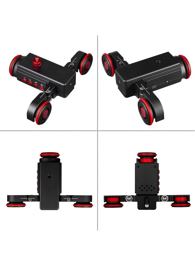 Motorized Dolly Car, 3-Wheels Wireless Electric Track Rail Slider Video Camera Dolly Car with Remote Control, Compatible with DSLR Camera, Camcorder, for GoPro, iPhone, and Android Smartphone