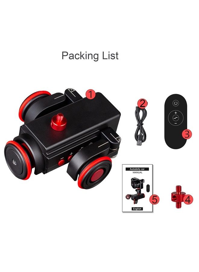 Motorized Dolly Car, 3-Wheels Wireless Electric Track Rail Slider Video Camera Dolly Car with Remote Control, Compatible with DSLR Camera, Camcorder, for GoPro, iPhone, and Android Smartphone