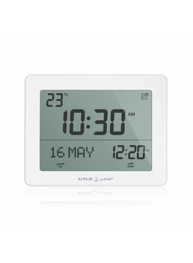 Digital Wall And Table Azan Clock For Prayer With Large LCD Display White