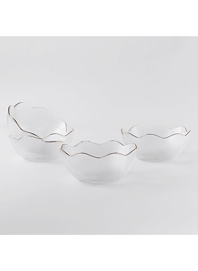 4-Piece Fluorescent Glass Bowl Set Clear 13 x 5cm