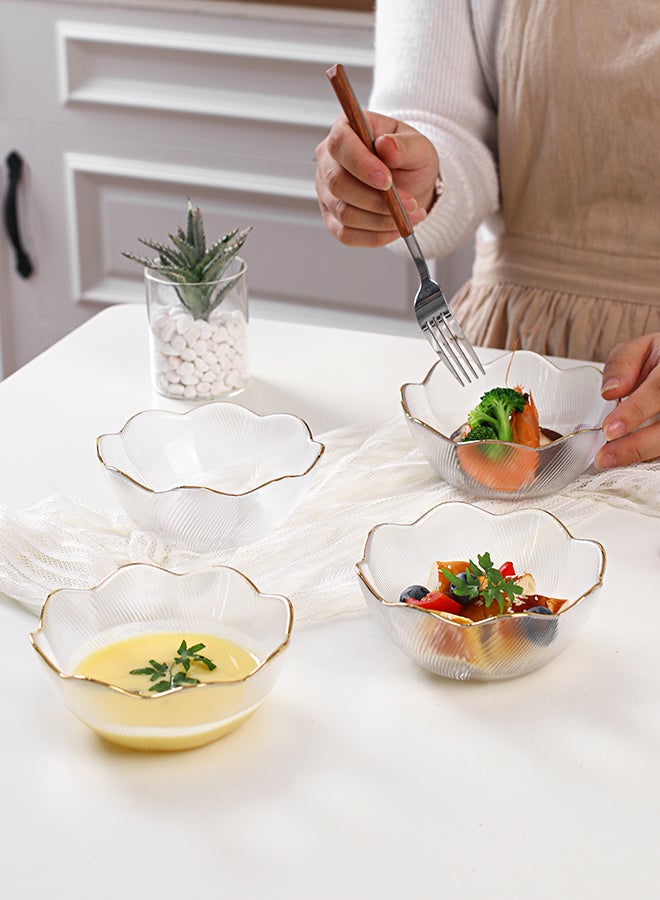4-Piece Fluorescent Glass Bowl Set Clear 13 x 5cm