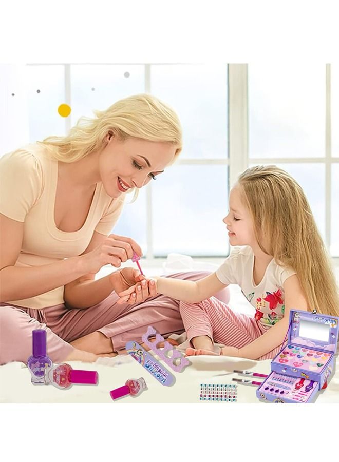 Kids Makeup kit for Girl, Washable Makeup Set Toy with Real Cosmetic Case, Safe & Non-Toxic Kids Makeup Set, Pretend Play Makeup Beauty Set Birthday Toys Gift for 3-10 Years Old Kid