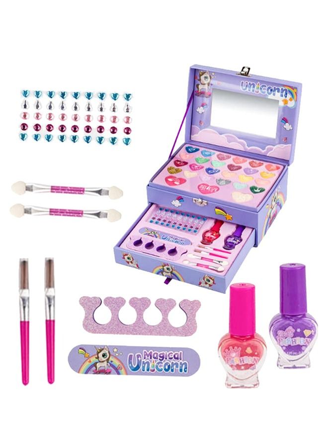Kids Makeup kit for Girl, Washable Makeup Set Toy with Real Cosmetic Case, Safe & Non-Toxic Kids Makeup Set, Pretend Play Makeup Beauty Set Birthday Toys Gift for 3-10 Years Old Kid