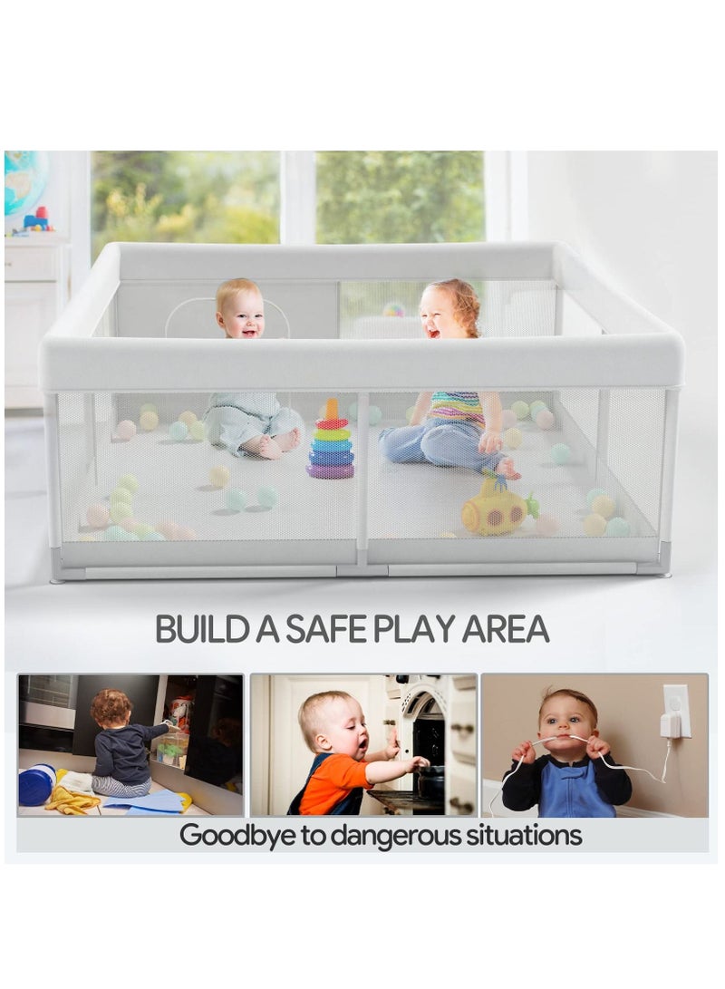 Baby Fence Small Baby Playpen Baby's Play Yard Baby and Toddler's Play Fence Toddler's Play Fence in Apartment Baby Activity Play Fence Extra Large Baby Play Yard 1.2*1.2m Grey