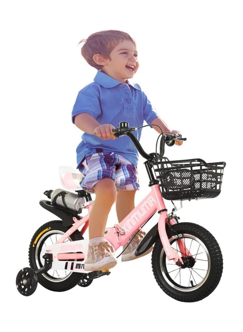 Kids Bike with Hand Brake and Basket for Ages 3-9 Years Girls  Princess Bikes Bicycles with Training Wheels and Fenders, Children Bicycle