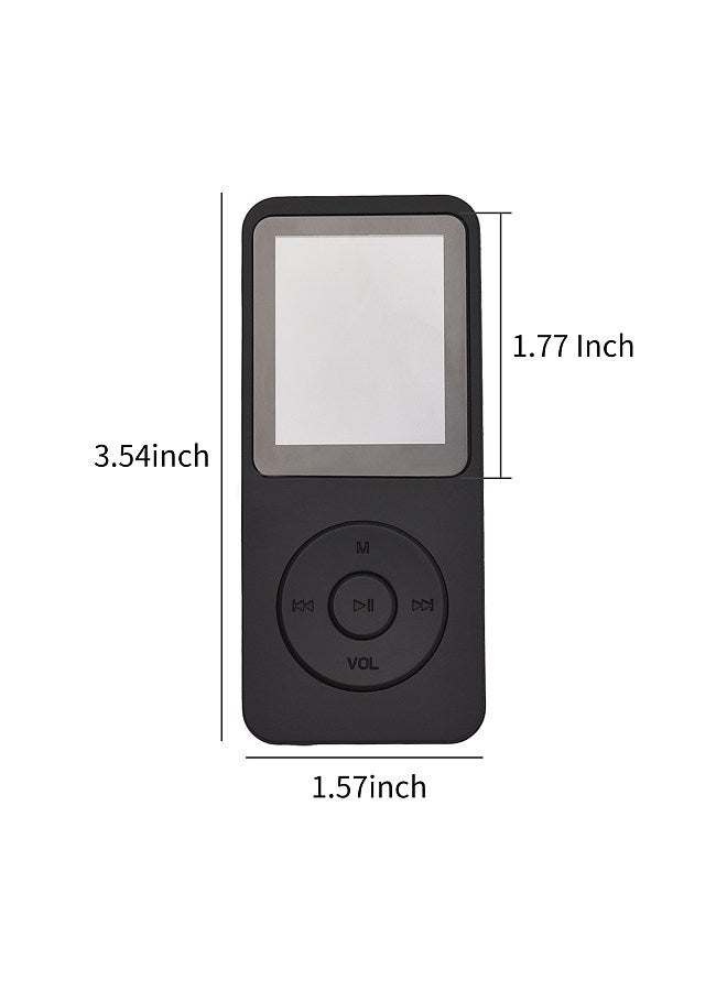 Portable MP4 Player with 64GB Memory Card MP3 Music Player 1.77 Inch LCD Screen Video Player Photo Viewer Support Music FM Radio Video E-book Recorder