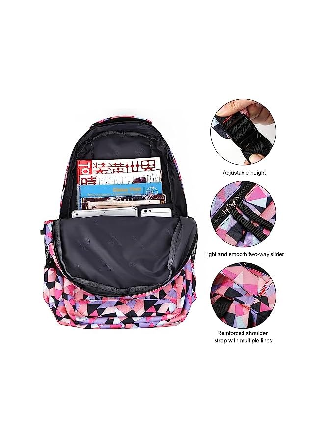 Kids Backpack For Girls School Bookbag For Elementary 3 In 1 School Bag Sets With Lunch Tote Pencil Bag And Cartoon Sticker(Pink))