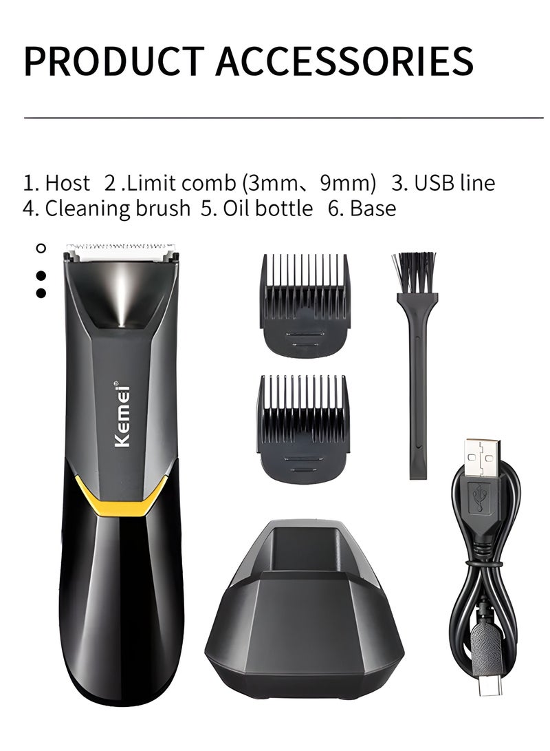 Kemei Professional Body Hair Trimmer For Men & Women KM-3208 With LED Light USB Fast Charging Ceramic Blade Heads Waterproof Wet Dry Suitable For Body Private Part Shaving