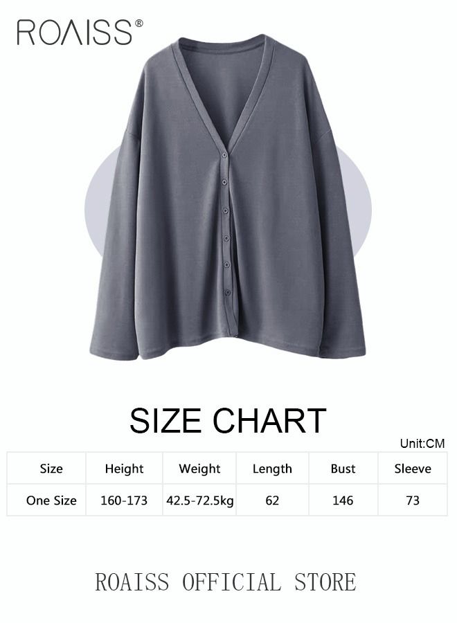 Women Ice Silk Long-Sleeved Cardigan Casual Regular-Fit Long-Sleeved Top Women's Solid Color Cardigan Women's Casual Versatile Ice Silk Knitted Sunscreen Clothing