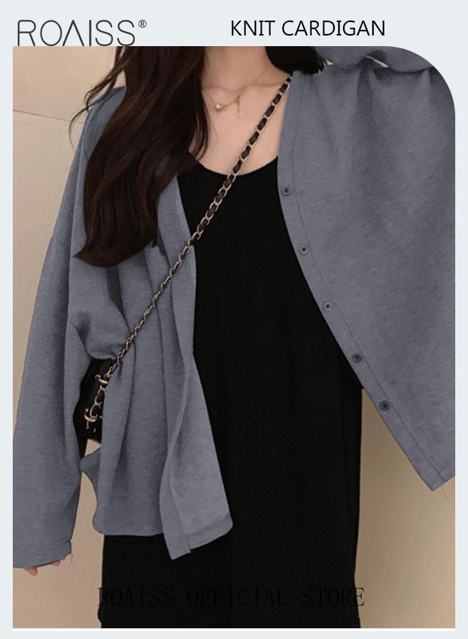 Women Ice Silk Long-Sleeved Cardigan Casual Regular-Fit Long-Sleeved Top Women's Solid Color Cardigan Women's Casual Versatile Ice Silk Knitted Sunscreen Clothing