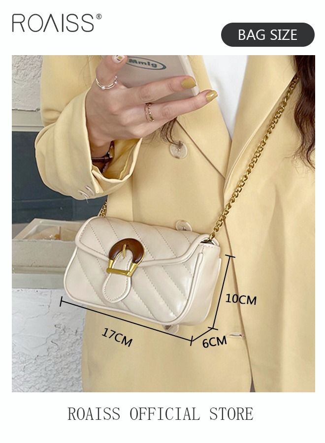 Women Shoulder Handbags White Crossbody Purse PU Leather Crossbody Bags for Women Quilted Crossbody Bag Women Leather Flap Chain Shoulder Mini Bags