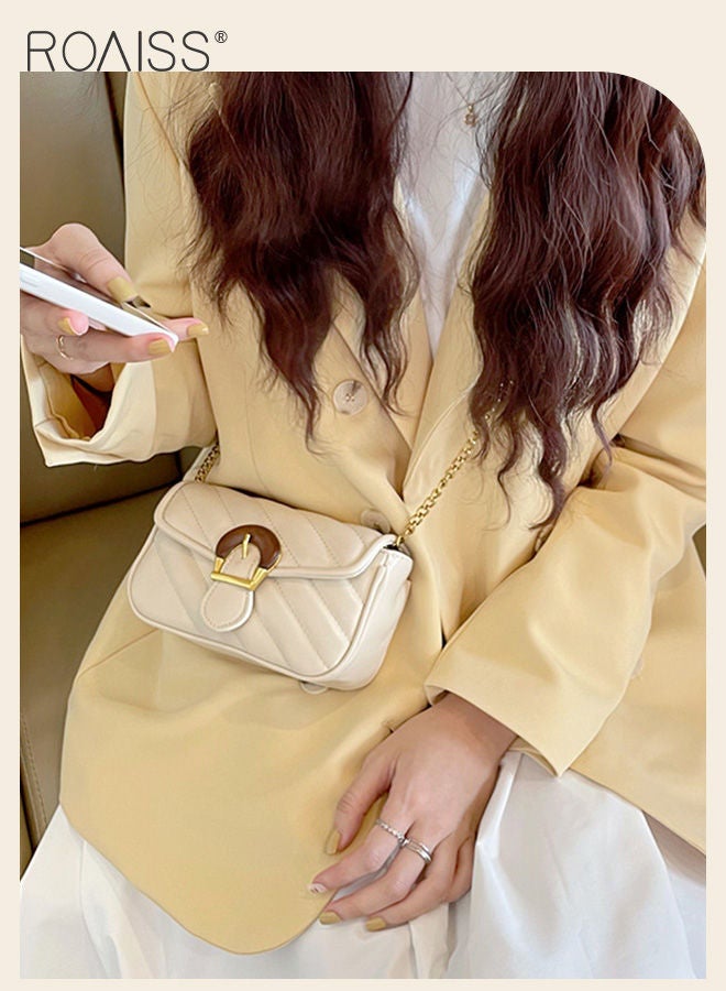 Women Shoulder Handbags White Crossbody Purse PU Leather Crossbody Bags for Women Quilted Crossbody Bag Women Leather Flap Chain Shoulder Mini Bags