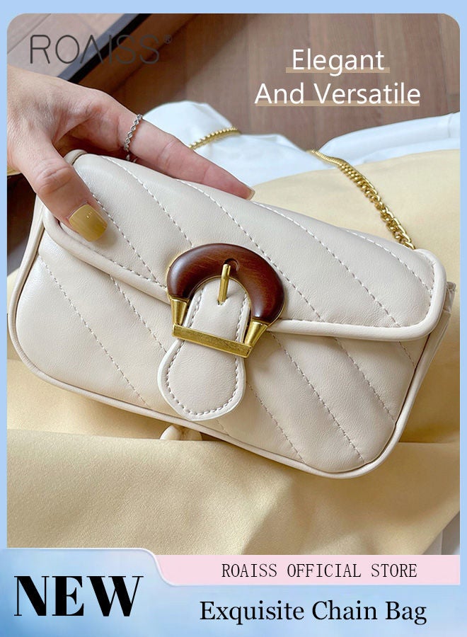 Women Shoulder Handbags White Crossbody Purse PU Leather Crossbody Bags for Women Quilted Crossbody Bag Women Leather Flap Chain Shoulder Mini Bags