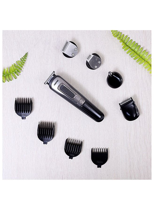 11-IN-1 Rechargeable Grooming Set With 6 Interchangeable Heads And 4 Comb Attachments Includes a Charging Stand, Cleaning Brush, USB Cable