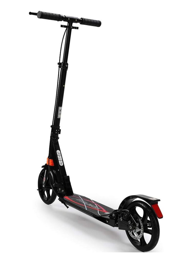 Non-Electric Folding Scooter with Disc Brakes  2 Large Wheels  Front and Rear Shock Absorption System