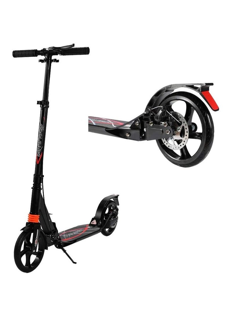 Non-Electric Folding Scooter with Disc Brakes  2 Large Wheels  Front and Rear Shock Absorption System