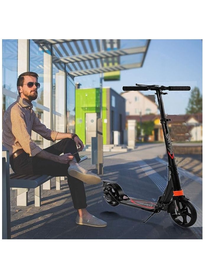 Non-Electric Folding Scooter with Disc Brakes  2 Large Wheels  Front and Rear Shock Absorption System