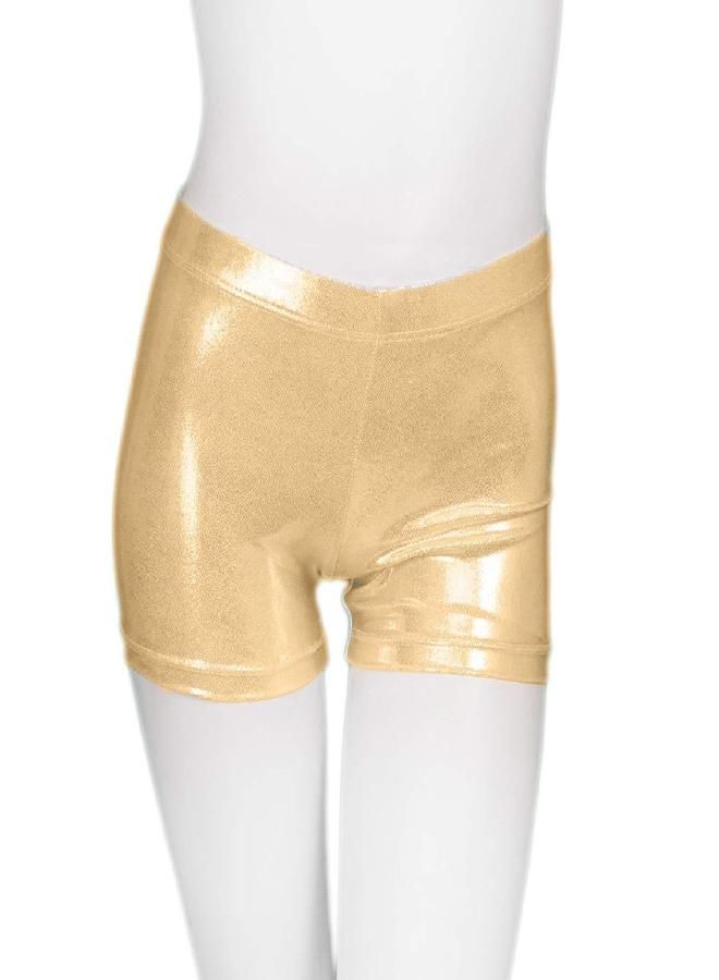 ZIZI Little Big Girls Sparkle Dance Tumbling Athletic Gymnastics Gold Short,120CM(6X-7Years)