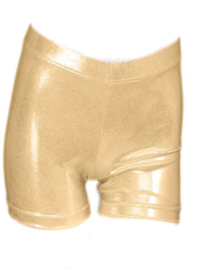 ZIZI Little Big Girls Sparkle Dance Tumbling Athletic Gymnastics Gold Short,120CM(6X-7Years)