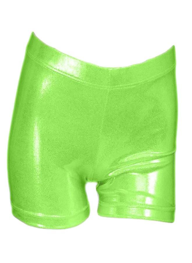 ZIZI Little Big Girls Sparkle Dance Tumbling Athletic Gymnastics Green Short,120CM(6X-7Years)