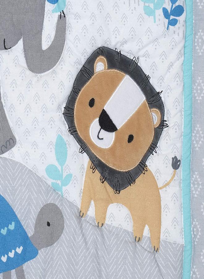 Bedtime Originals Jungle Fun 3-Piece Crib Bedding Set, Blue/Gray(Pack of 1)