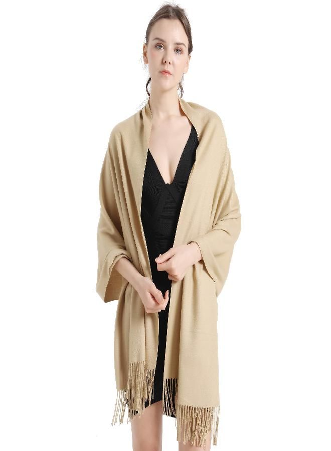 Pashmina Shawls and Wraps, vimate Khaki Beige Baige Cashmere Pashmina Shawl Scarf for Women