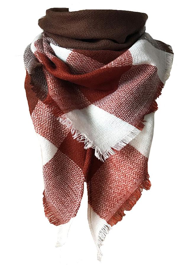 Wander Agio Women's Fashion Scaves Shawl Grid Winter Warm Plaid Scarf Fichu Coffee 27