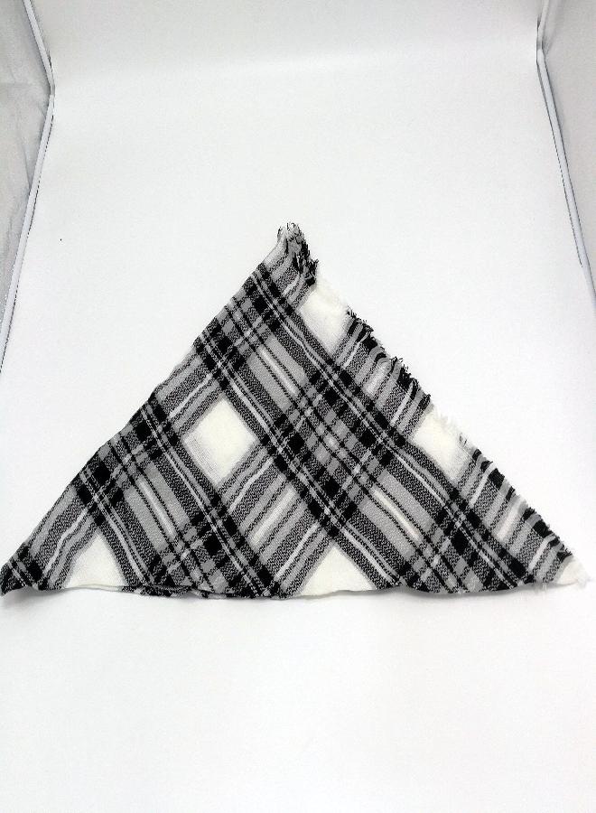 Wander Agio Womens Warm Scarf Triangle Shawls Large Scarves Stripe Plaid Fichu Raw White Grey Colour 5