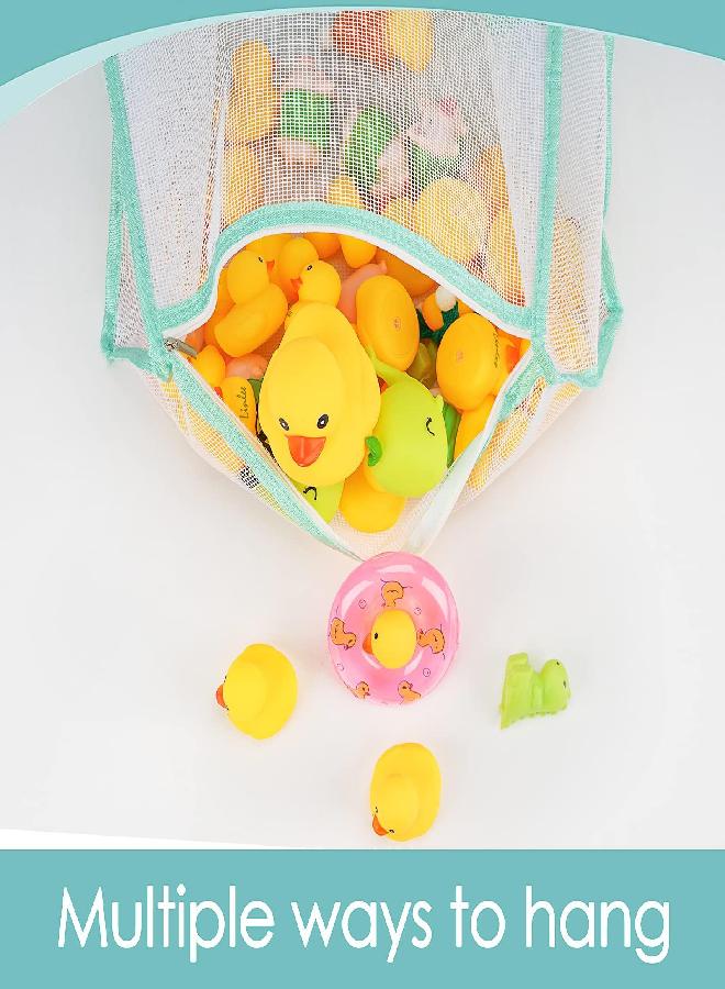 Linkidea 2 Pack Zippered Mesh Bath Toy Organizer, Bath Toy Storage Bag Multiple Ways to Hang, Bathroom Toy Mesh Bag, Bathtub Toy Storage Holder (Green)