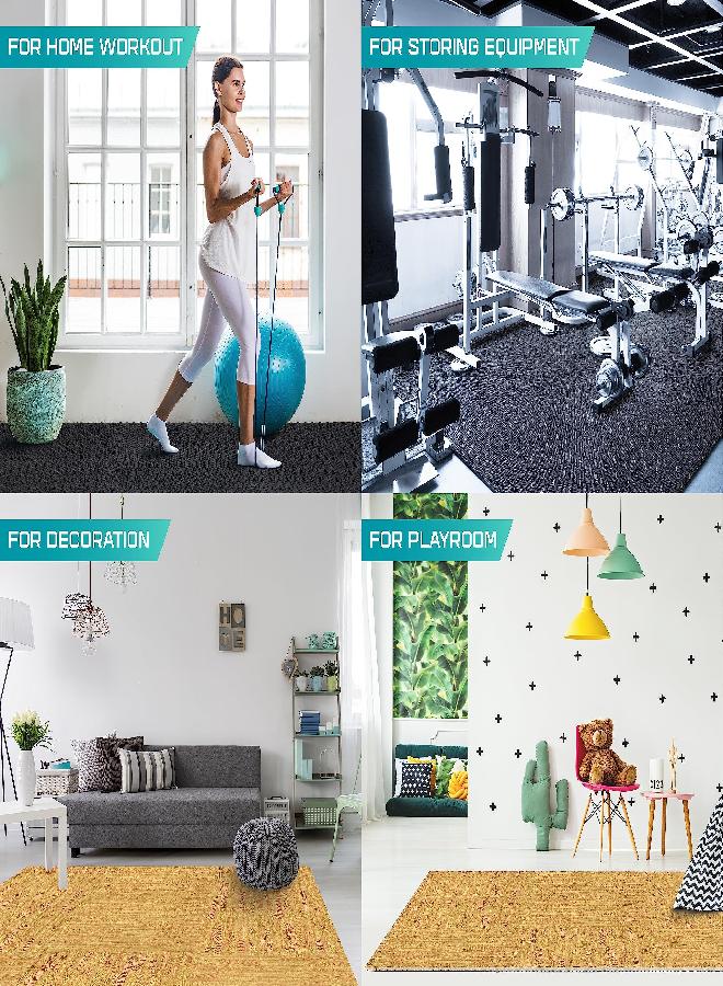 Yes4All Interlocking Floor Mats with Border - Foam, Gym Floor Mats with EVA Interlocking Tiles (12 Square Feet - Oak Wood Light - 12 Tiles)