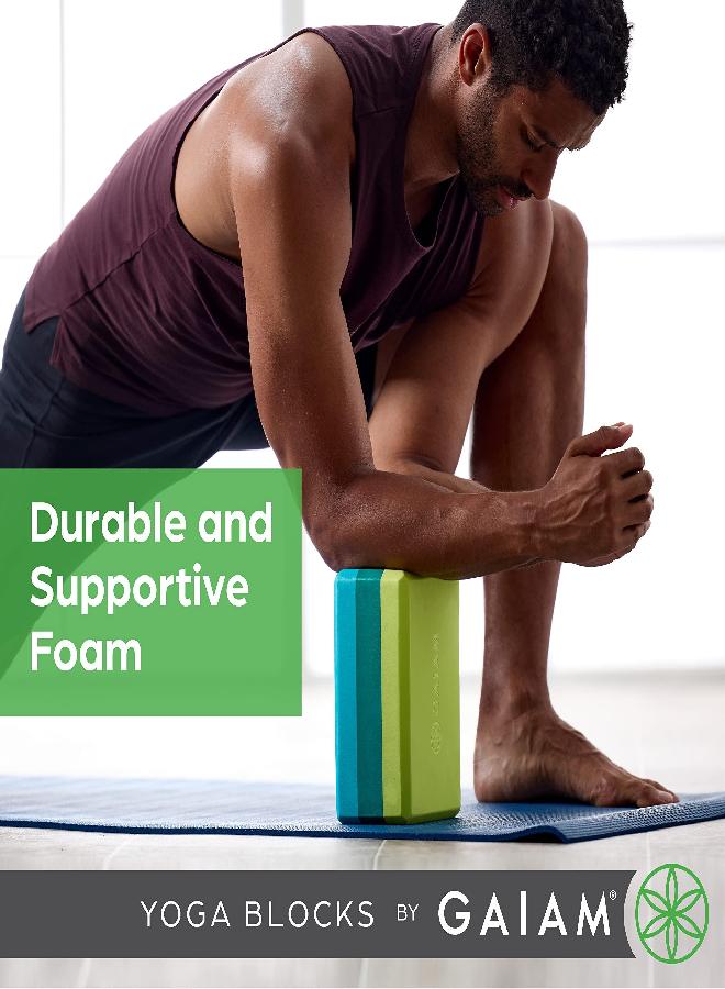 Gaiam Yoga Block - Supportive Latex-Free EVA Foam Soft Non-Slip Surface for Yoga, Pilates, Meditation (Cool Mint)