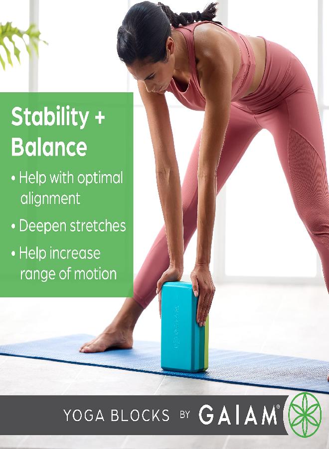 Gaiam Yoga Block - Supportive Latex-Free EVA Foam Soft Non-Slip Surface for Yoga, Pilates, Meditation (Cool Mint)