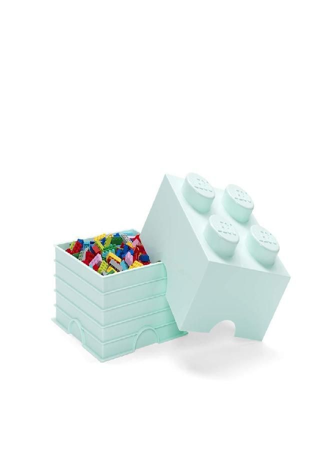 Room Copenhagen, LEGO Brick Box Stackable Storage Containers - Decorative Organizational Building Blocks for Kid’s Toys and Accessories - 9.84 x 9.84 x 7.09in - Brick 4, Aqua