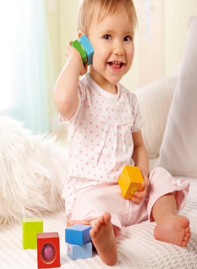HABA Fun with Sounds Wooden Discovery Blocks with Acoustic Sounds (Made in Germany), 1-2 Years, 6 pieces