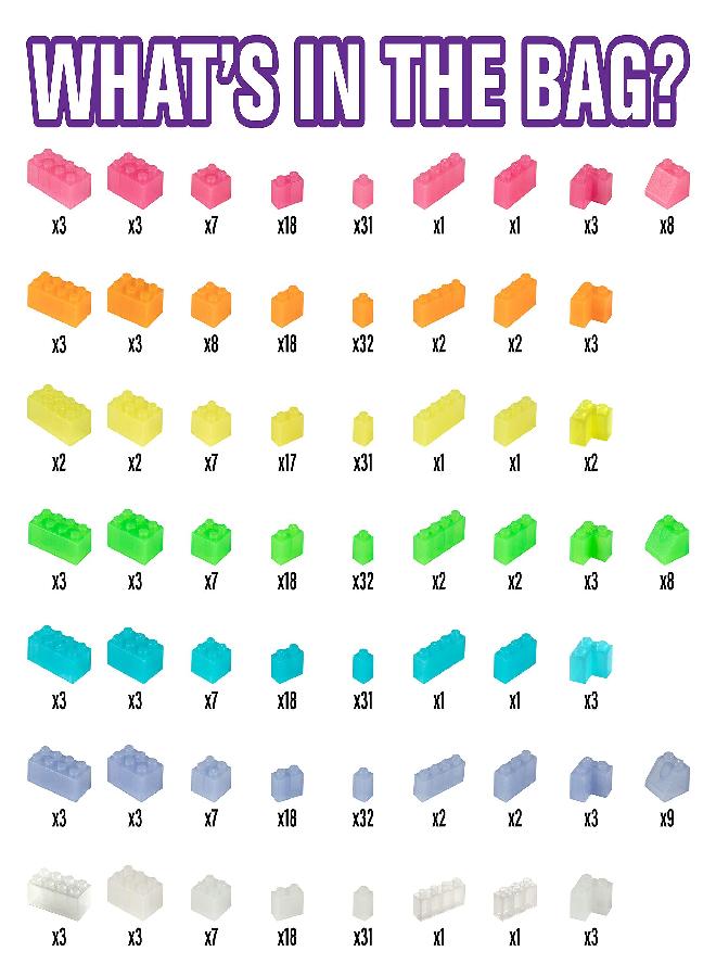 SCS Direct Building Block Bricks- Set of 500 Pc Bulk- 7 Glow in The Dark Colors with 27 Roof Pieces - Compatible and Tight Fit with Major Brands- Great for Activity Table, Creativity & School Projects