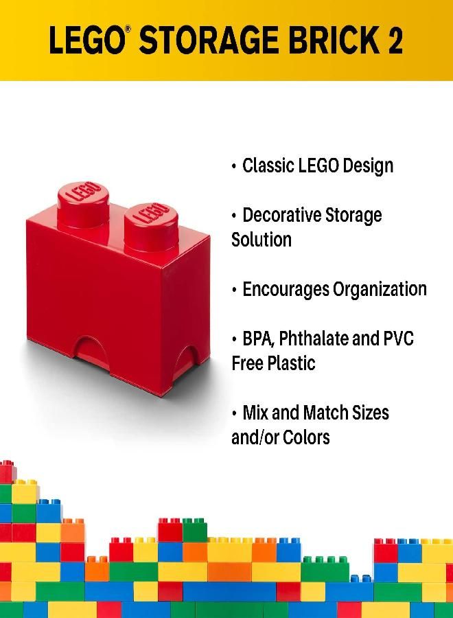 Room Copenhagen, LEGO Storage Brick Box - Stackable Storage and Decorative Organization for Building Blocks and Other Toys - 9.84x x 4.92 x 7.40in - Bright Red, Brick 2