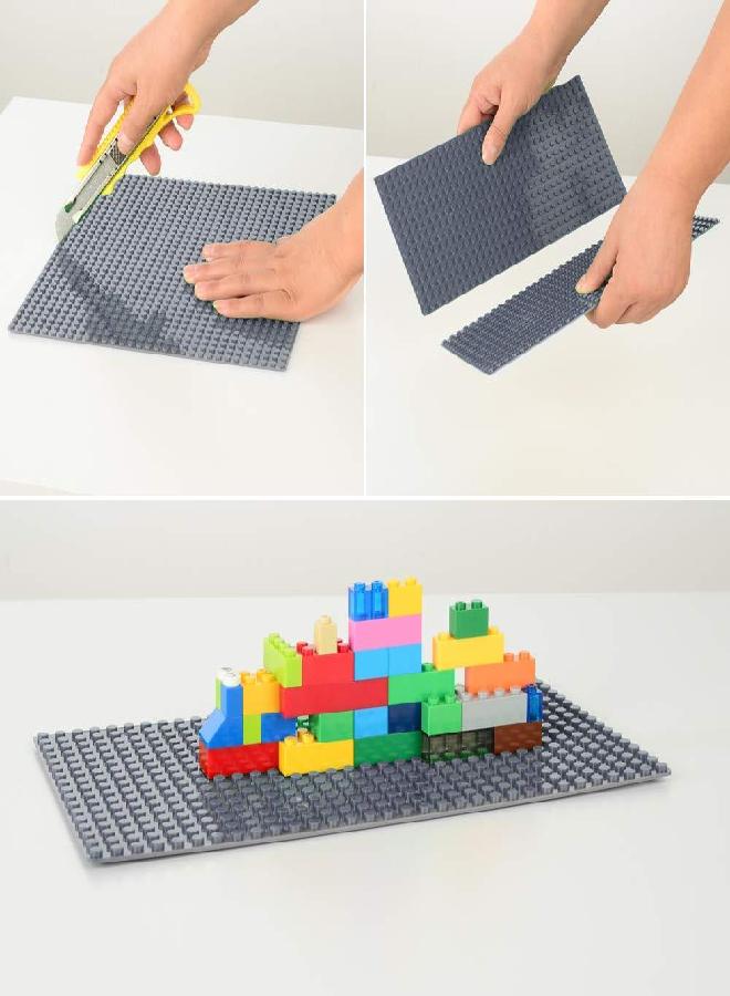 Peel-and-Stick Baseplates - Self Adhesive Building Brick Plates - Compatible with All Major Brands - 4 Pack - 10 inch x 10 inch (Dark Gray)