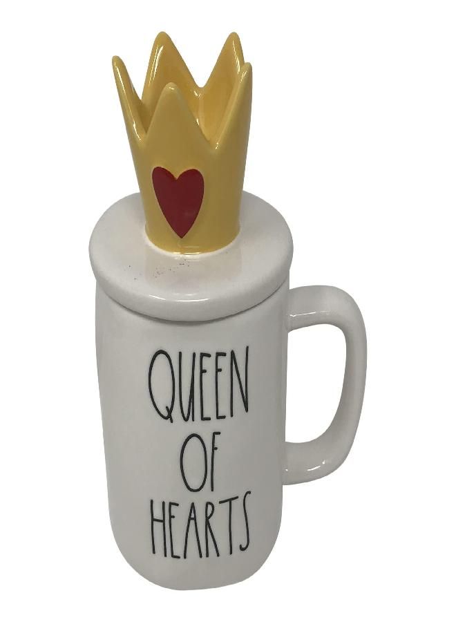 Rae Dunn by Magenta Princess Inspired Ceramic Coffee/Tea Mugs (Queen of Hearts/Crown Lid)