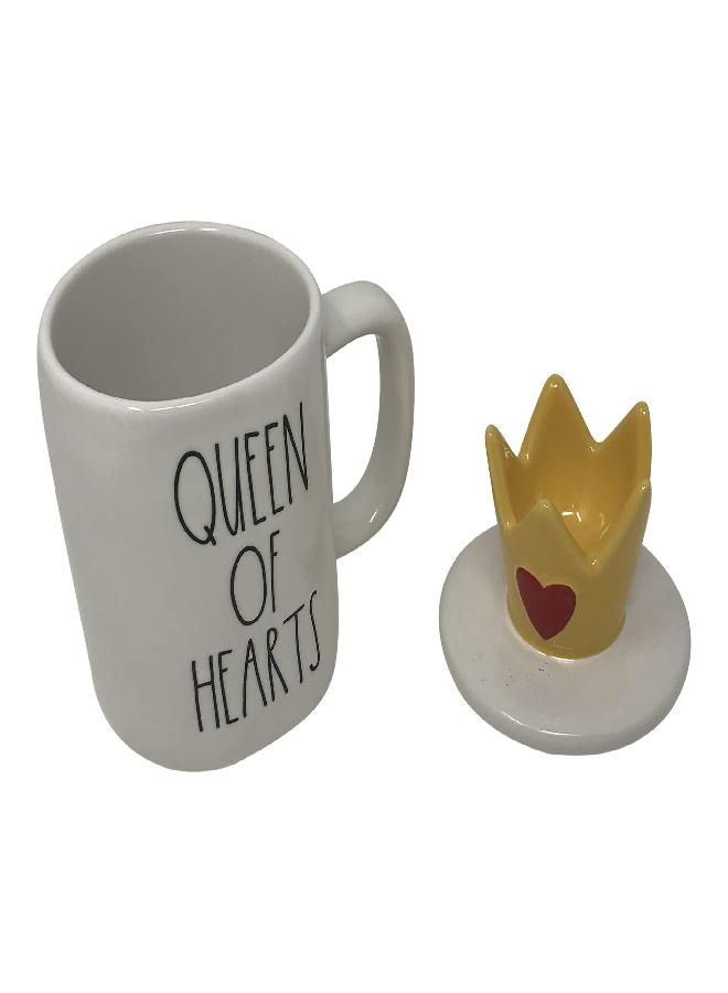 Rae Dunn by Magenta Princess Inspired Ceramic Coffee/Tea Mugs (Queen of Hearts/Crown Lid)