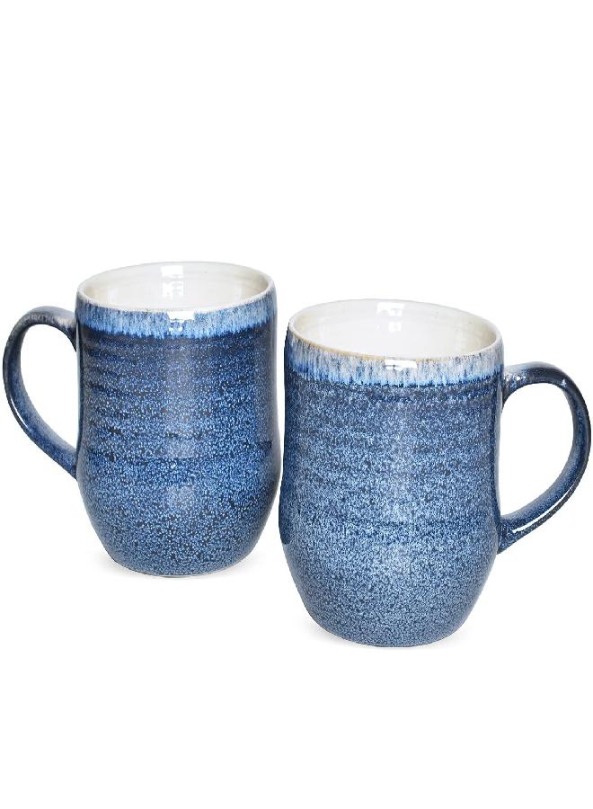 Bosmarlin Large Ceramic Coffee Mugs Set of 2, 17 Oz, Blue Big Tea Cup for Office and Home, Dishwasher and Microwave Safe (Blue, 2)