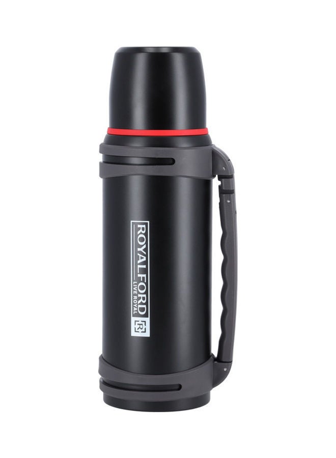 Royalford Travel Vacuum Bottle | 1.40 L | SS Vacuum Bottle | RF10456 | Double Wall Insulation | Keeps Drink Hot or Cold For Hours | Stainless Steel Thermos For Cold & Hot Beverages Black 1.4Liters