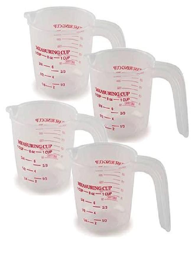 Norpro 1 Plastic Measuring Cup, Multicolored (4 Pack)