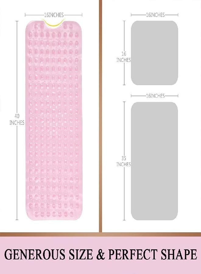 Sheepping Baby Bath Mat for Tub Non Slip Extra Long Cover Bathtub Mat for Toddler Kids 40 X 16 Inch - Eco Friendly Infant Bath Tub Mat with 200 Big Suction Cups,Machine Washable Shower Mat (Pink)