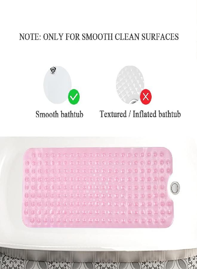 Sheepping Baby Bath Mat for Tub Non Slip Extra Long Cover Bathtub Mat for Toddler Kids 40 X 16 Inch - Eco Friendly Infant Bath Tub Mat with 200 Big Suction Cups,Machine Washable Shower Mat (Pink)
