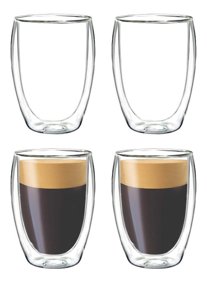 Youngever 4 Pack Espresso Cups, Double Wall Thermo Insulated Espresso Cups, Glass Coffee Cups (3.5 Ounce)