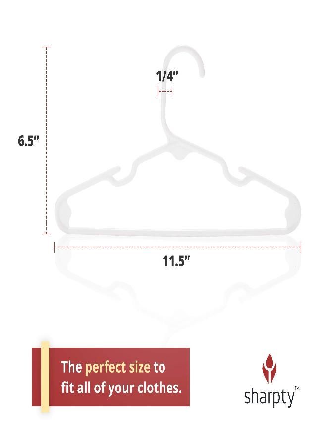 Sharpty Kids Plastic Hangers, Children's Hangers for Baby, Toddler, and Child Clothes - Everyday Standard Use - Ideal for Boys and Girls Closet, Clothing, Pants, Coats, and More - White, 20 Pack