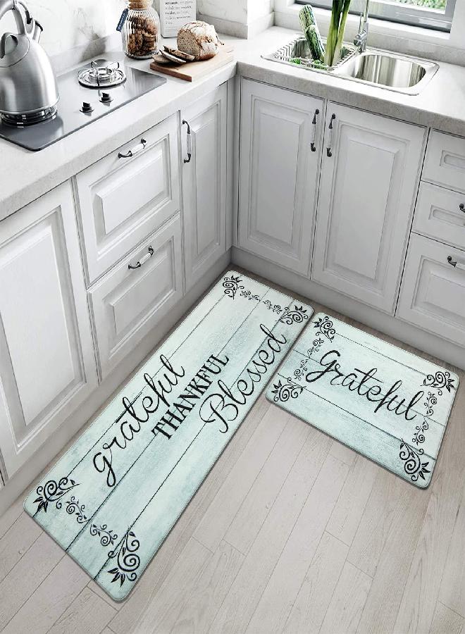 HEBE Anti Fatigue Kitchen Rug Sets 2 Pieces Cushioned Farmhouse Kitchen Mats for Floor Waterproof Kitchen Carpet Runner Comfort Standing Desk Mats for Home Office Laundry Room