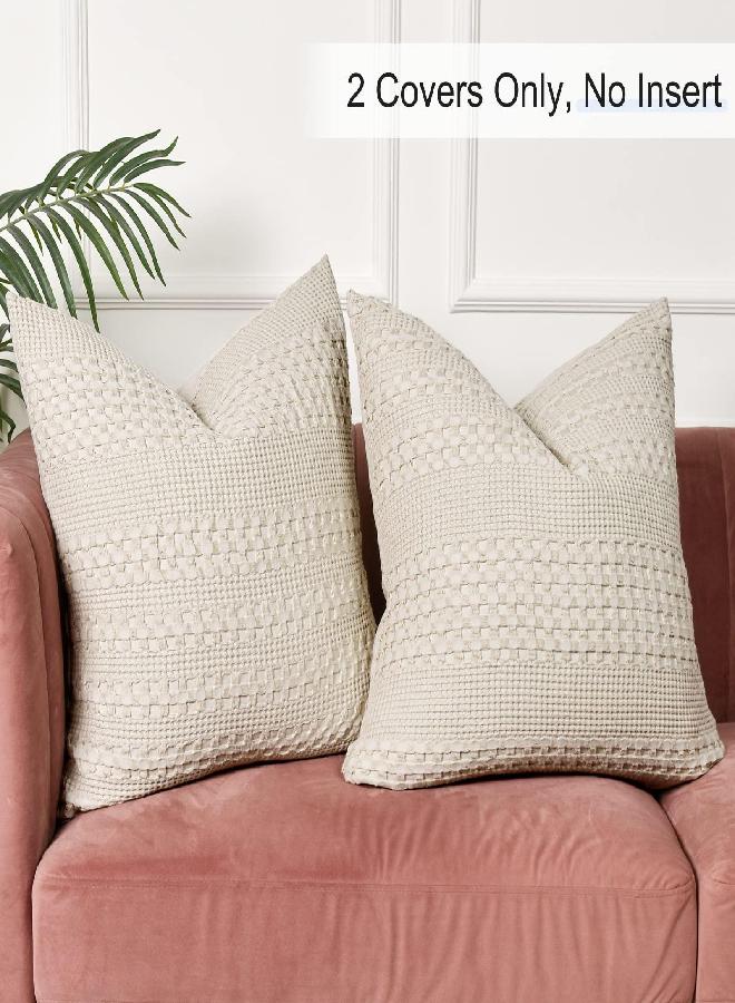 PHF 100% Cotton Waffle Weave Euro Sham Covers, 2 Pack 26